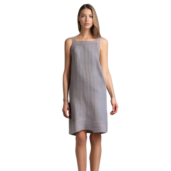 For Cynthia Dresses & Skirts - NWOT ForCynthia Linen Denim Blue and White Stripe Dress - XS/S